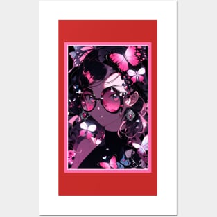 Aesthetic Anime Girl Pink Rosa Black | Quality Aesthetic Anime Design | Premium Chibi Manga Anime Art Posters and Art